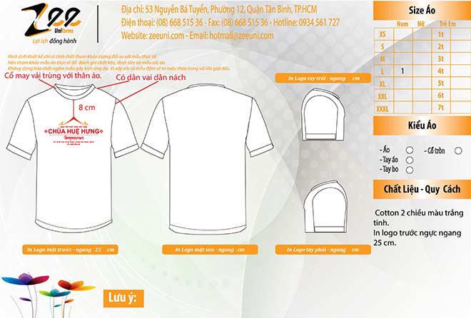 Mẫu thiết kế áo thun quà tặng quảng cáo chùa Huệ Hưng trên máy vi tính